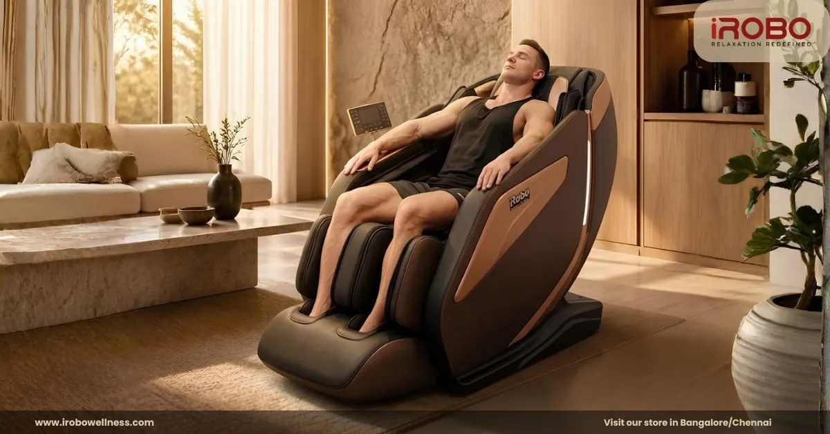 iRobo iRoyal Pro massage chair in a modern living room